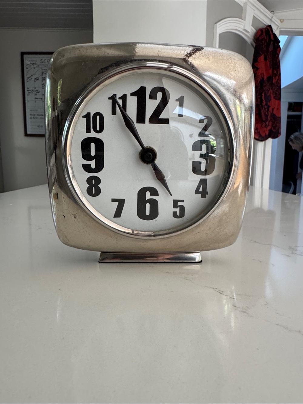 Vintage Silver Retro Square standing clock